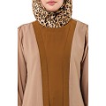 Dual colored layered abaya- Skin-Mustard